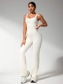 Yoga Basic Bộ đồ tập yoga liền mạch/Quần áo hở lưng gợi cảm/Quần áo thể thao thường ngày đa năng Toàn thân/Quần áo thể thao thường ngày đa năng - Màu be - Xem 3