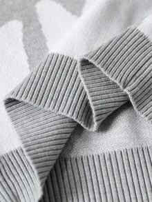 SHEIN Young Boy Fashionable Casual Cute Soft Simple Contrast Color Graphic Knit Long Sleeve Pullover Sweater, Suitable For Home, Daily Wear, School, Outerwear, Party, Autumn/Winter Kids Sweater Toddler Jumper Boy Kids Jumpers 8 Years Old Boy Knitwear White Grey Sweater Kids Fall Grey And White Sweater Childrens Knitwear - Light Grey - View 7