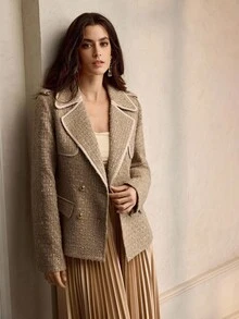 ZEYLAH Áo khoác ngoài dành cho nữ, trang phục mùa thu/đông. - Lạc đà - Xem 6