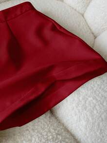 Airaco Women's Casual Solid Color Shorts, Summer - Burgundy - View 3