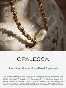 Opalesca 1 Stück 18K vergoldete gold/cremeweiße strukturierte Kette Barock Perle verstellbares Armband, retro eleganter Premium strukturierter leichter Luxus blassbeständiger exquisiter Goldschmuck für Feiertags-Party, Date, Bankett, Zusammenkünfte, Urlaub, Alltagstragen, Frauen/Mütter/Mädchen Herbst/Winter, Fest, Feiertag, Urlaub, Neujahr/Weihnachten/Valentinstag Geschenke, Muttertags Geschenk