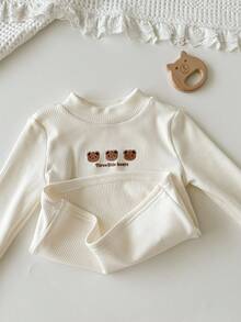 Cozy Pixies 2pcs Baby Boy Cartoon Animal Print Thermal Lined Crew Neck Long Sleeve Sweatshirt Set Baby Tops Baby Bear Clothes Baby Undershirts Neutral Baby Clothes Unisex Baby Shirt Sets - Multicolor - View 7