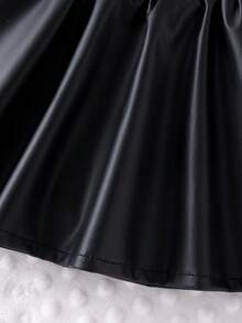 Elladie kids 幼儿秋季长袖圆领盖袖心形印花卡其色上衣和纯黑色裙子两件套复古服装 - 紅色 - 查看 6