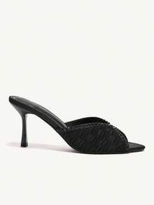 CUCCOO CHICEST Women's Pointed Toe Minimalist High Heel Sandals For Christmas - Black - View 3