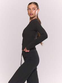 Musera Sport Sport Fitted Long Sleeve Top Winter Active Sport Gym Workout Lounge - Black - View 3