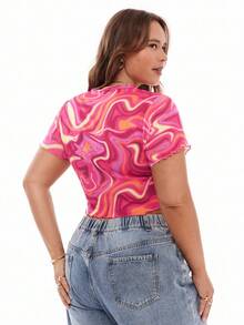 Solavibe áo nữ kích thước lớn Xù nhỏ Tất cả trên in Giải trí - Nhiều màu - Xem 2