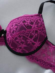 3件套性感蕾丝支撑浪漫简约钢圈可调节女士文胸 - 彩色 - 查看 3