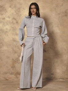 Chiquease 女士休闲舒适低腰宽松运动裤 - 灰色 - 查看 4