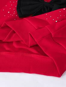 SHEIN 2 件套青少年女孩休闲图案 T 恤和印花裤，带包，年轻女士时尚服装 - 紅色 - 查看 5