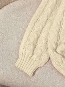 Franclia Sweater Pullover Rajut Tebal Leher V dengan Desain Longgar, Lembut, dan Manis Warna Pink Baru untuk Wanita, Serbaguna untuk Musim Gugur/Dingin - Aprikot - View 6