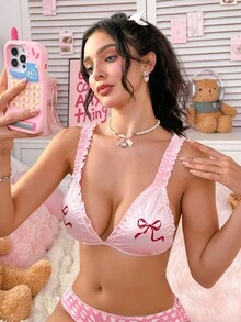 Pink Vacation Style Silky Smooth Sensual Bra - Pink - View 4