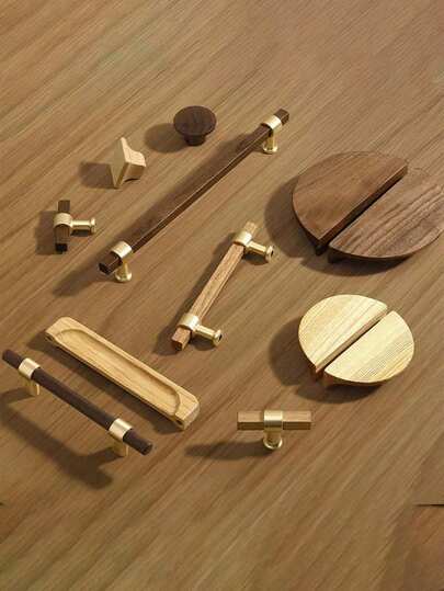 1 st massivt skåplådhandtag – Modernt minimalistiskt bok- och svart valnötshandtag, nordisk stil garderobsknopp i trä