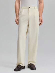 Officeau Old Money 男士商务休闲直筒西裤，垂褶设计，秋冬款，Old Money 男士正装裤，春夏款 - 白色 - 查看 7