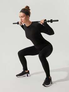 GLOWMODE Seamless Wool Soft Warm Fitted Performance Breathable Shaping Tee Daily Casual - Black - View 7