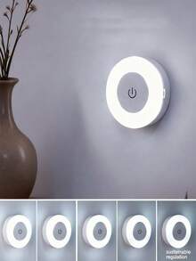 JMMO 1 件触摸夜灯、床头灯、3 种颜色可调节、无线橱柜灯、可调光，适用于走廊、卧室、浴室、客厅、衣柜、厨房（暖光）、房间装饰、家居装饰、墙壁装饰、卧室装饰、新年、春节 - 白色 - 查看 6