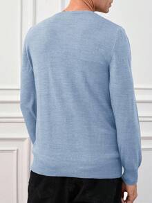RueChic Men'S V-Neck Long Sleeve Sweater - Baby Blue - View 2
