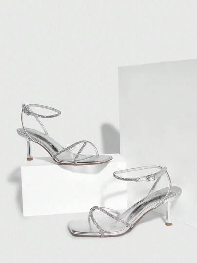 CUCCOO SZL Sexy New Summer Gold Criss-Cross Strap Fashionable Charming Sexy Women's High Heel Sandals, Slim Strap Square Toe Stiletto Heels Open Toe Sandals