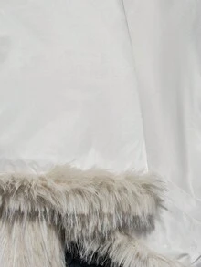 SHEIN ICON Damen Lange Ärmel Kunstpelz Kragen Offene Front Flauschige Strickjacke Mantel, Winter - Beige - Übersicht 8