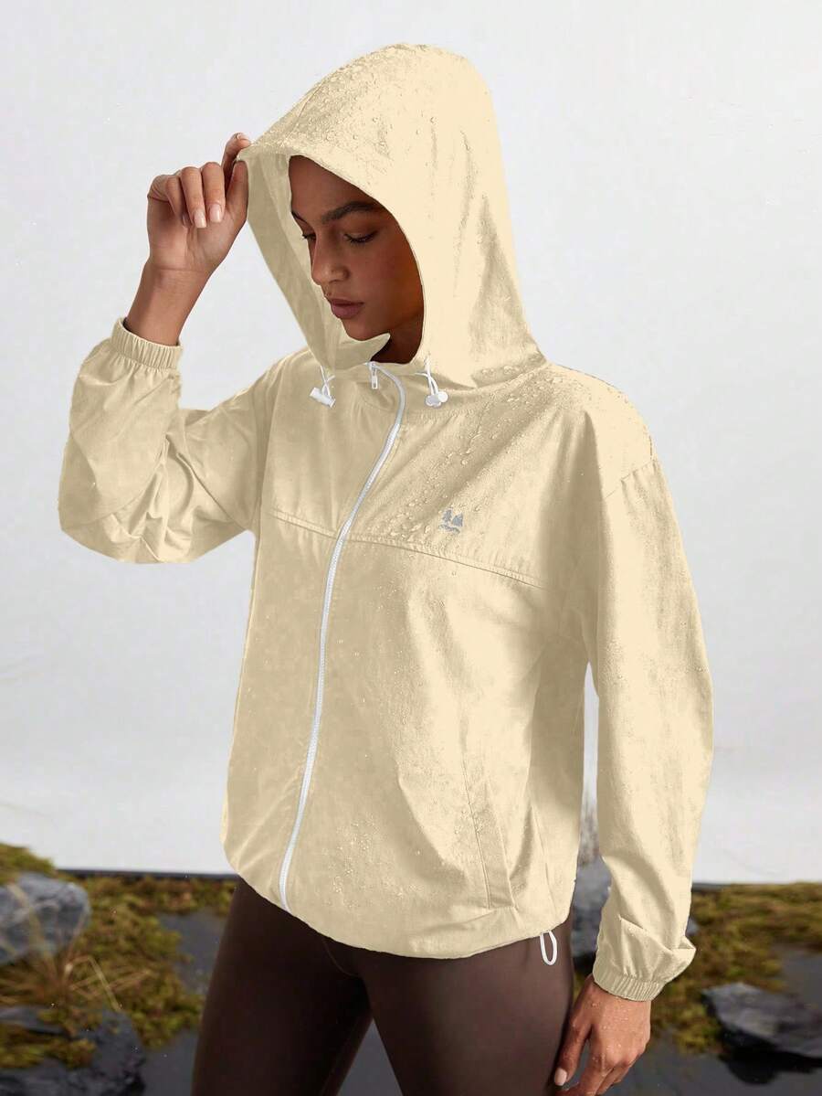 In My Nature 女士户外防水防风拉链连帽夹克 - 杏色 - 查看 1