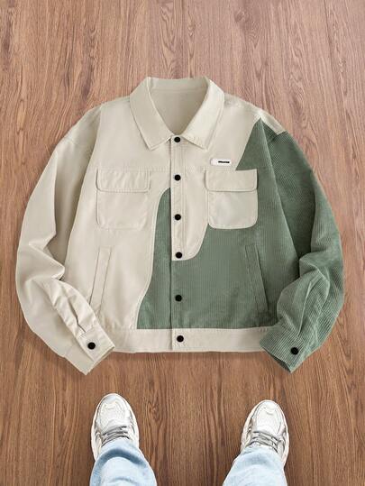 Manfinity VCAY 标准尺寸男士拼布夹克，秋冬