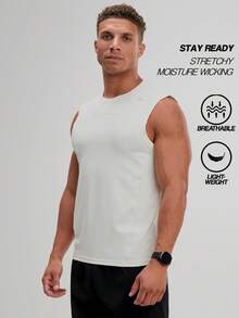 ARC Sports Tank Top Workout Tops Workout Tops Gym Top Breathable - Beige - View 5