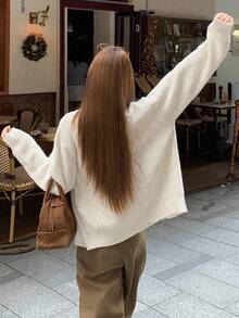 DAZY 2 件套女士休闲碎花雪纺背心开衫套装，秋季 - 米色 - 查看 2