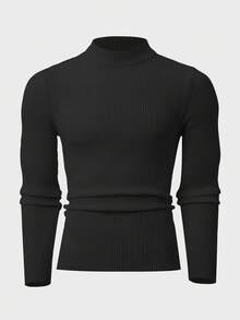 RueChic Men 2pcs Multi Pack Rib Knit Casual High Neck Slim Fit Sweater - Black and White - View 14