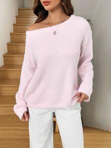 Easowa New Autumn/Winter Soft & Sweet Casual Loose Fuzzy Knit Pullover Sweater For Women,Cozy Fall And Winter Clothes For Women