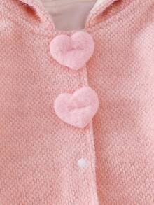 SHEIN Toddler Girls' Cute Pink Plush Rabbit Ear Heart Decor Comfortable Sleeveless Shawl Jacket, Autumn/Winter Fall - Pink - View 5