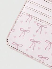 ROMWE Kawaii Butterfly Print Card Holder Coin Purse - Pink - View 4