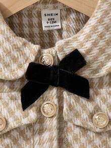 Souflis Souflis 2 pièces/Set Ensemble veste et short imprimé pied-de-poule beige style vintage français élégant, convient pour les fêtes, les sorties, les rassemblements et autres occasions. Nouvelle arrivée automne/hiver 2025 pour les filles et les tout-petits. Ensemble élégant de vêtements d'automne-hiver pour bébé fille. Ensemble 2 pièces à carreaux mignon style vintage pour les tout-petits filles, tenue scolaire d'automne - Beige - Voir 6