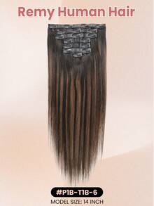 Seamless Clip Ins Seamless Clip In Hair Extensions, 7pcs 1B/6/1B Natural Black To Chestnut Brown Hair Extensions Clip In Human Hair Invisible PU Skin Weft Natural Remy Human Hair Extensions - S1B/6/1B - View 2