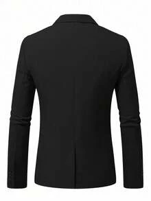 Manfinity Mode Men Space Dye Pocket Single Breasted Blazer Black Dress Shirt Business Casual Elegant Slim Fit Suit