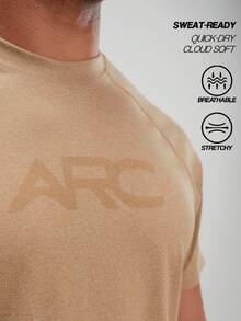 Men's Letter Print Raglan Short Sleeve Casual Fitness Workout T-Shirt