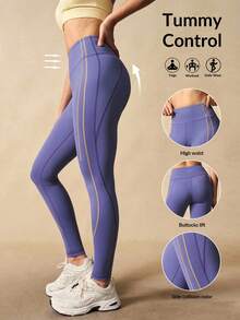 VARSIVA 女士休闲运动健身收腹提臀紧身裤 - 紫色 - 查看 1