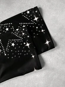 Manfinity EMRG 男士休闲星星印花长袖 T 恤 - 黑色 - 查看 6