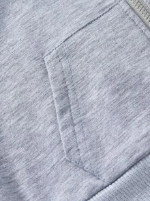 Sparklyn 2 件套年轻女孩服装，秋冬新款，花卉灰色蝴蝶结装饰套装，连帽拉链口袋运动衫 + 配套灰色裤子，舒适休闲运动套装 - 灰色 - 查看 5