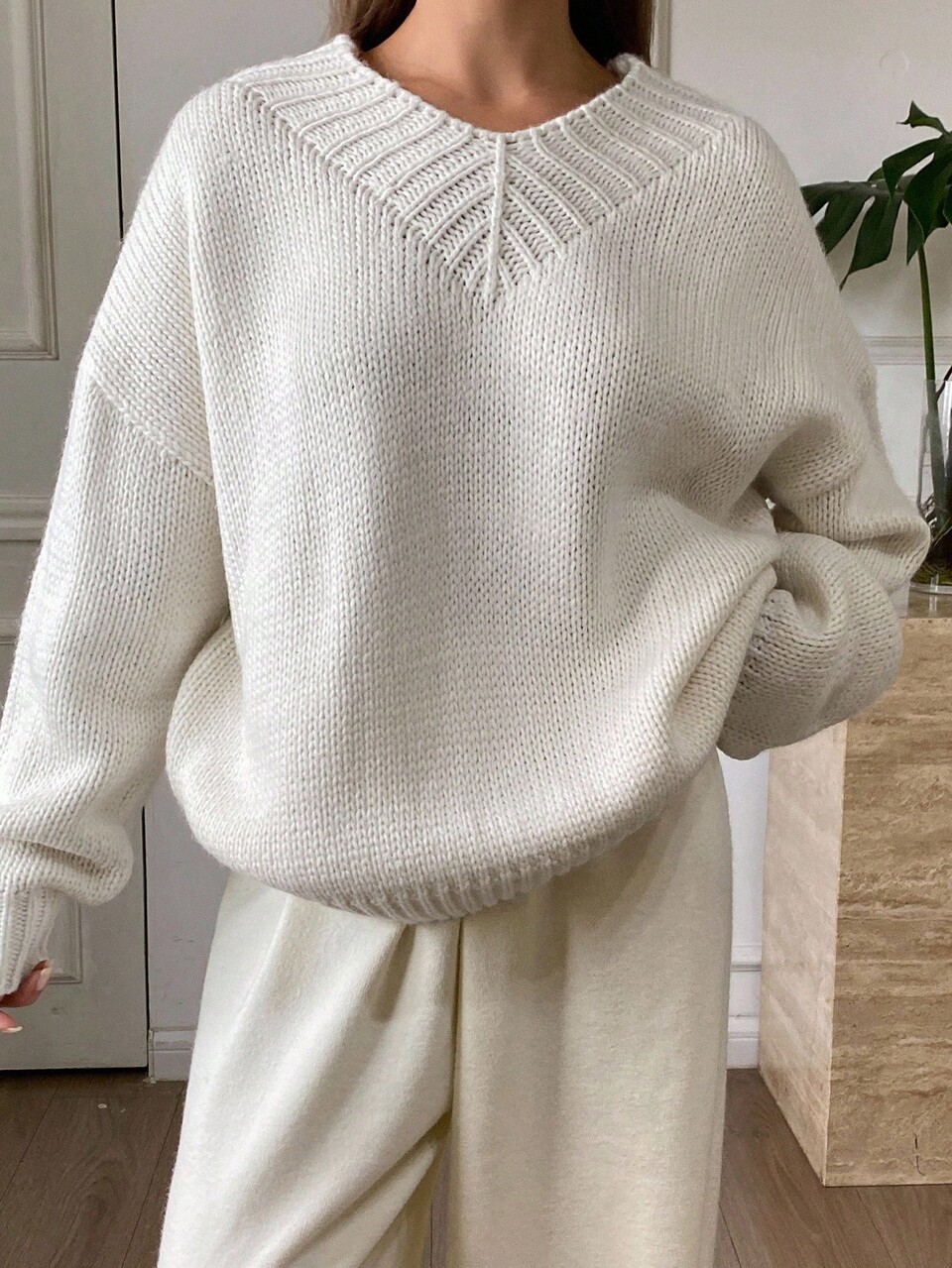 V-Neck Loose Oversized Sweater For Women Fall/Winter