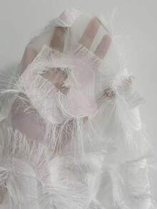 EMERY ROSE Women's Solid Color Casual/Office Off-Shoulder Long Sleeve Minimalist Button-Up Shirt - White - View 7