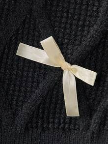 Franclia Plus Size Women Elegant Sweet Bow Knit Sweater Vest, Autumn/Winter New Casual Sleeveless V-Neck Layered Cardigan Pullover Bow Clothes Bows On Clothes Vest Shirt Sweater Vest Women Black Vest Women