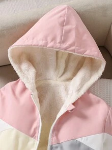 Sparklyn 秋冬款 Tween Girl 拼色连帽羊毛夹克 - 彩色 - 查看 6