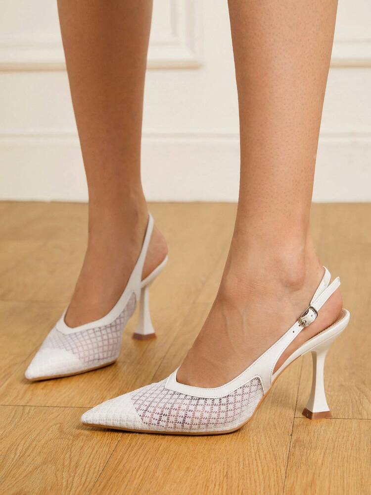 CUCCOO HITCHD Women's Fashionable & Elegant Silver Sparkling Rhinestone Pointed Toe Stiletto High Heel Shoes, Suitable For Wedding, Bridesmaid, Party, Banquet, Date, Holiday, Christmas, New Year, Valentine's Day, Comfortable