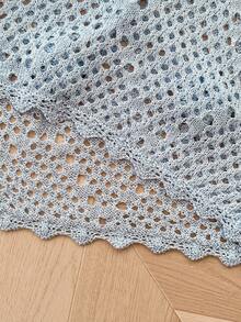 Modelyn Hollow-Out Casual Long Sleeve 3D Floral Decor Women Sweater, Suitable For Everyday Wear - Blue - View 6