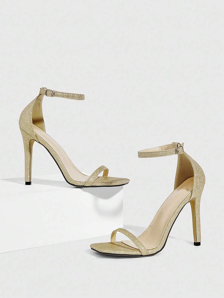 CUCCOO SZL Sandálias de Salto Alto Sexy de Moda Feminina com Bico Quadrado, Salto Agulha, Tira Brilhante Dourada, Estilo de Rua Baddie para Noite, Uso em Festa e Encontros no Verão