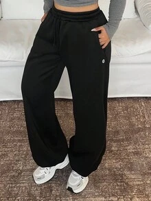 Dazy Plus Elastic Waist Casual Loose Lantern Pants, Thermal Lined, Thick, Plus Size Women, Autumn/Winter Sweatpants