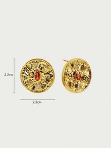 Glisma 1 对 18K 镀金几何圆形简约金属风格耳环，适合女士 - 彩色 - 查看 6