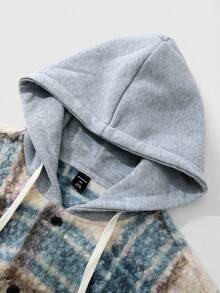 ROMWE MEN Prep 男士格纹羊毛街头美式连帽二合一夹克，秋冬