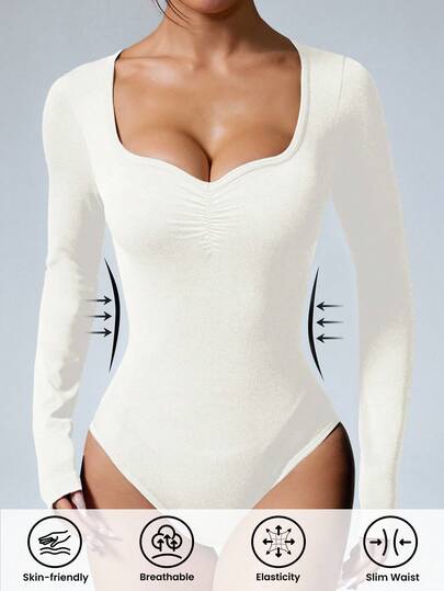 Sovereign Charm Women's Solid Color Long Sleeve Seamless Jumpsuit