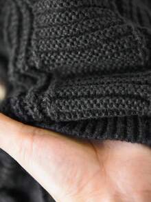 SHEIN CURVE+ Plus-Size Black Knitted Women's Sweater Cardigan, Suitable For Autumn And Winter Sweater Cardigan/Autumn /Winter, For Woman