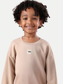 SUMWON Cotton Kids Orange Soda Print Sweatshirt And Striped Pants Set Classic Retro Beverage Design Casual Wear Outfit For Children - Khaki - View 5